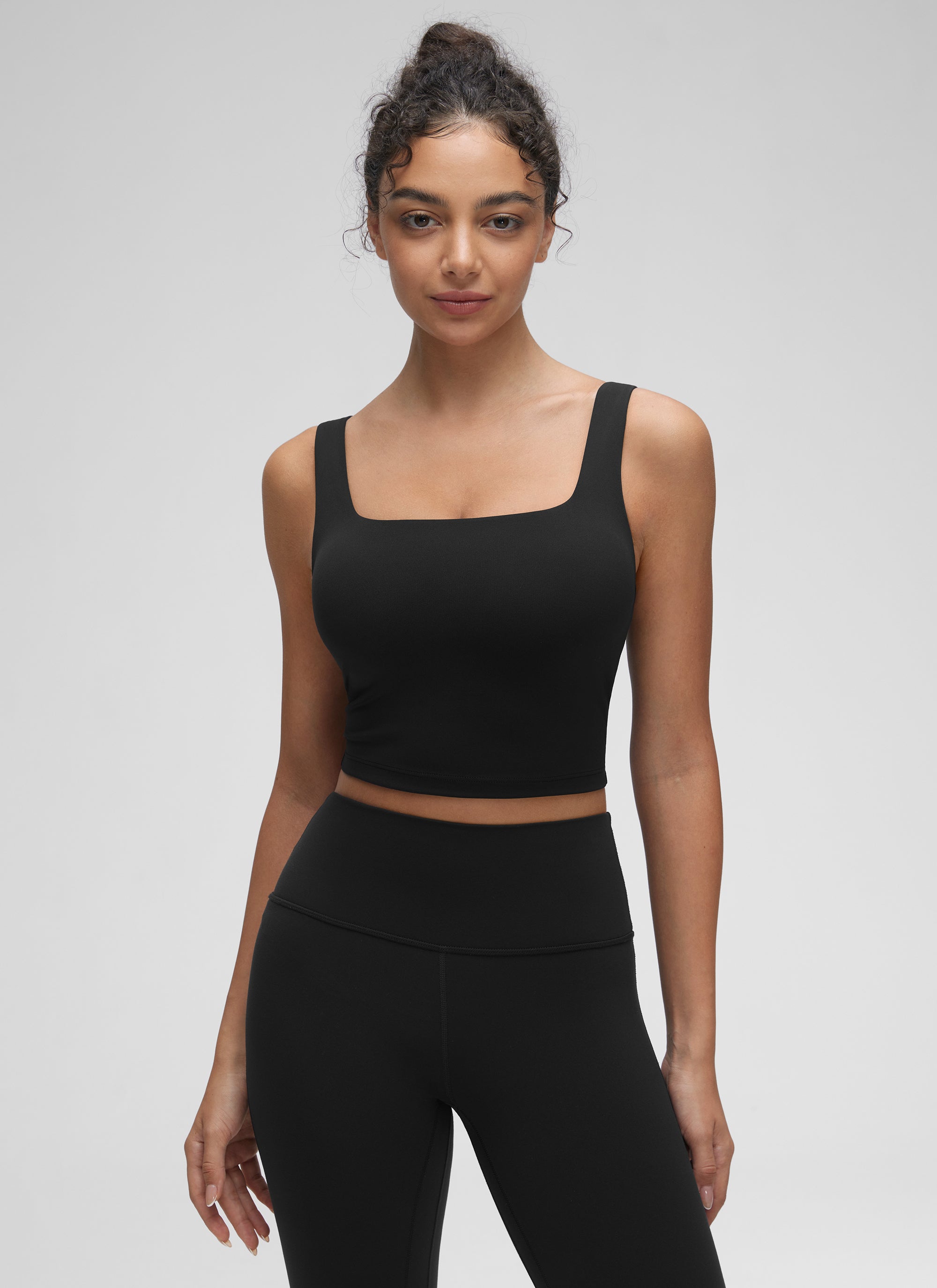CRZ YOGA Reggiseno Lungo da Yoga da Donna Butterluxe a Basso Impatto con Scollo Quadrato Nero