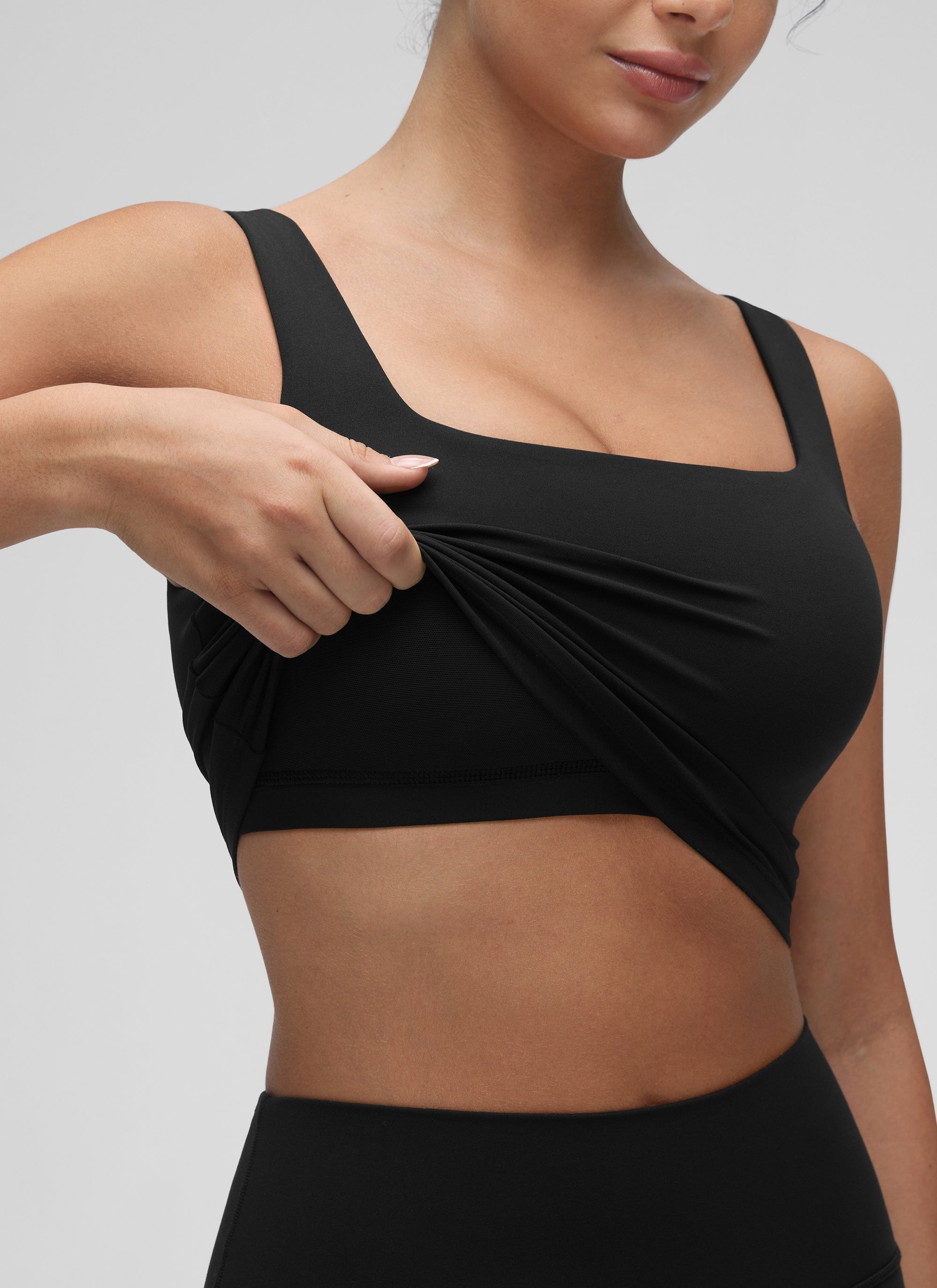 CRZ YOGA Reggiseno Lungo da Yoga da Donna Butterluxe a Basso Impatto con Scollo Quadrato Nero