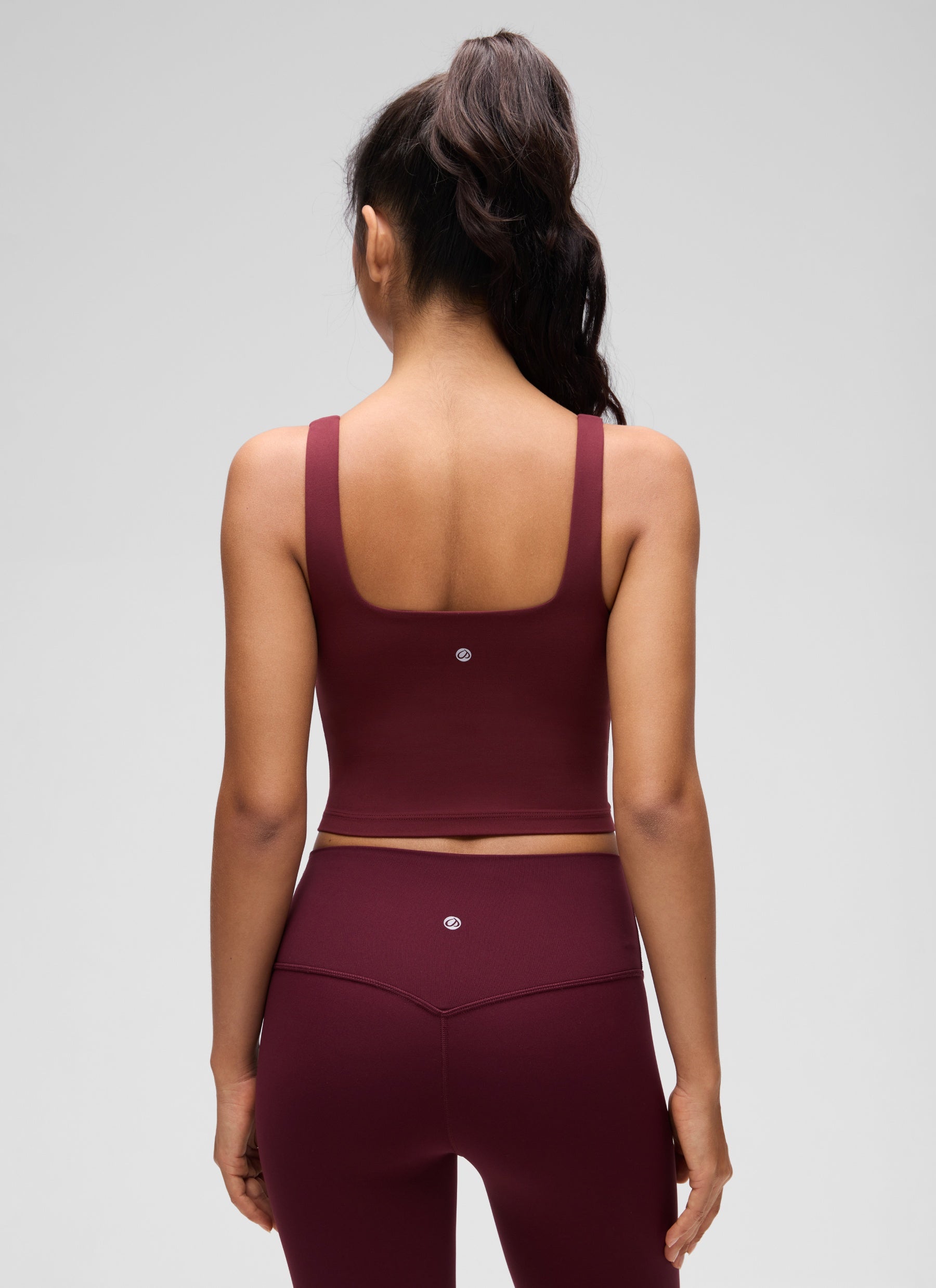 CRZ YOGA Reggiseno da yoga da donna Butterluxe a basso impatto, modello lungo con scollo quadrato Rosso Merlot