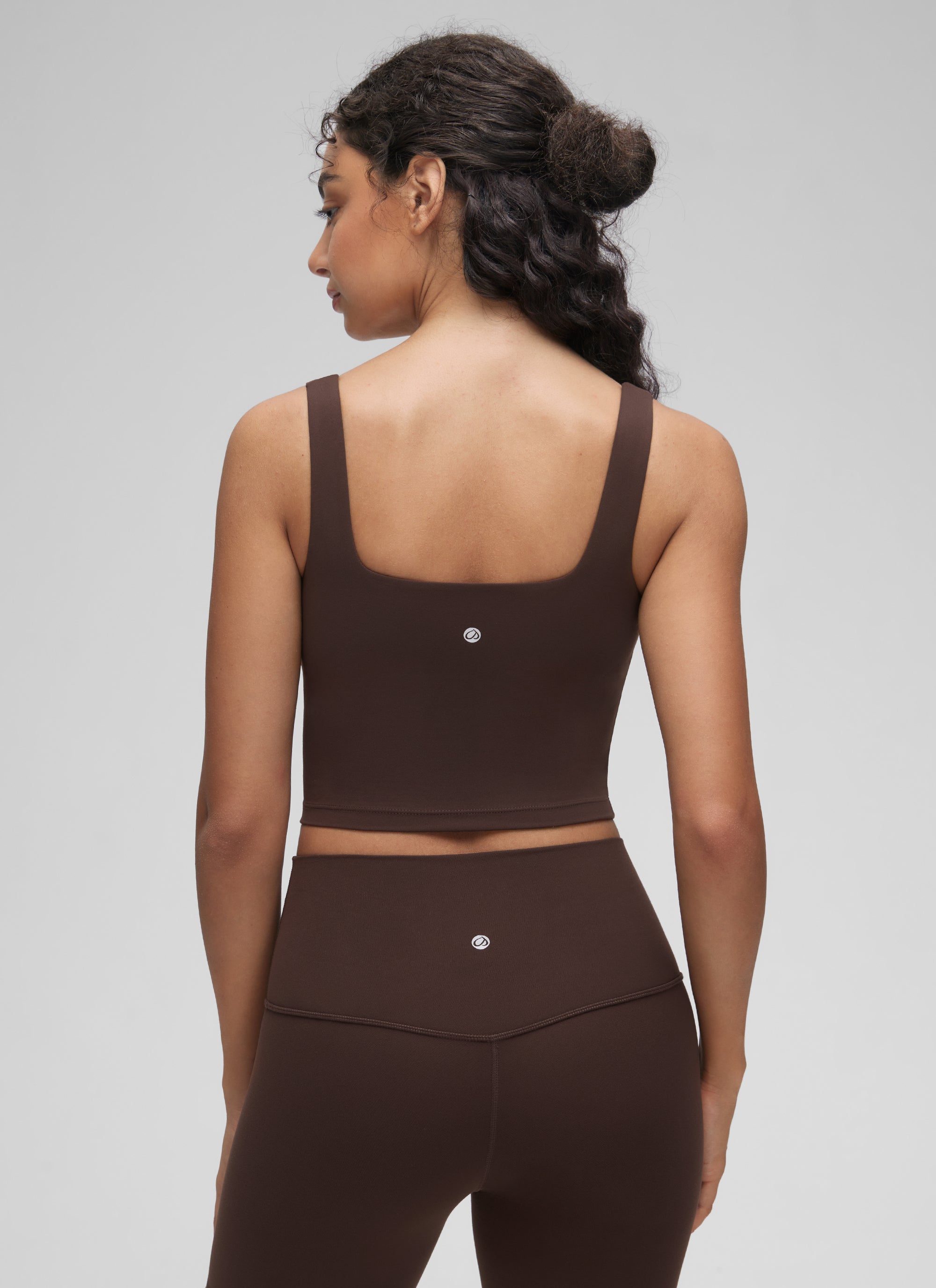 CRZ YOGA Reggiseno da yoga da donna Butterluxe a basso impatto, modello lungo con scollo quadrato Marrone Hot Fudge