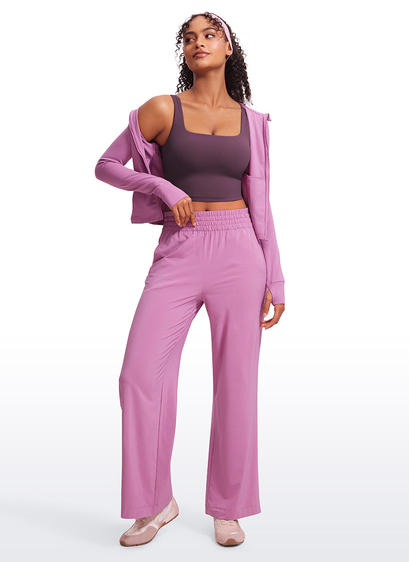 CRZ YOGA Sutien lung de yoga pentru femei, cu impact redus, din material Butterluxe, cu decolteu pătrat, culoare „Grape Thistle Purple”
