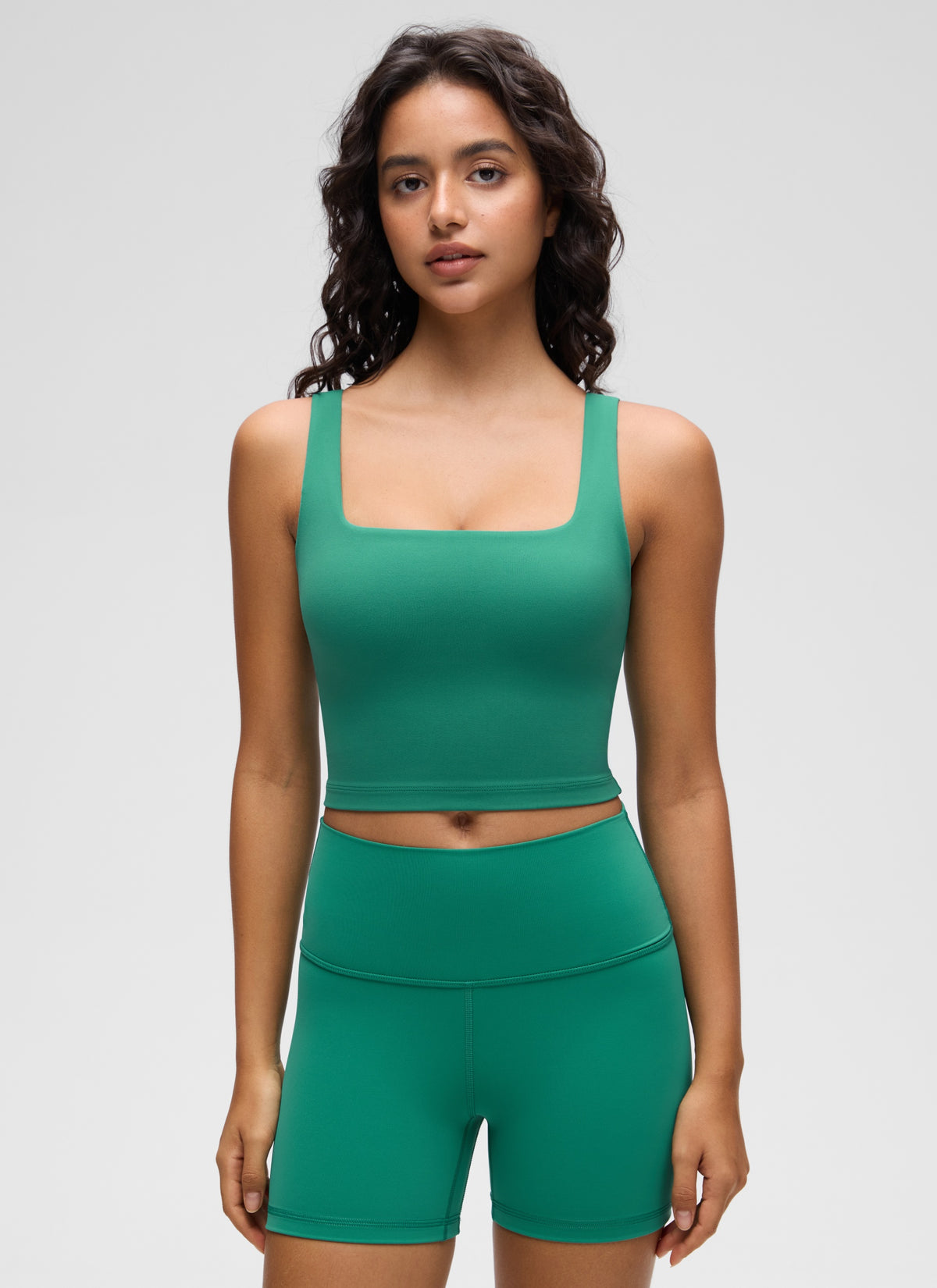 CRZ YOGA Naisten Jooga Matalan Tuen Butterluxe Pitkä Urheiluliivi Neliömäinen Pääntie Cascadia Green @model_info:Liss