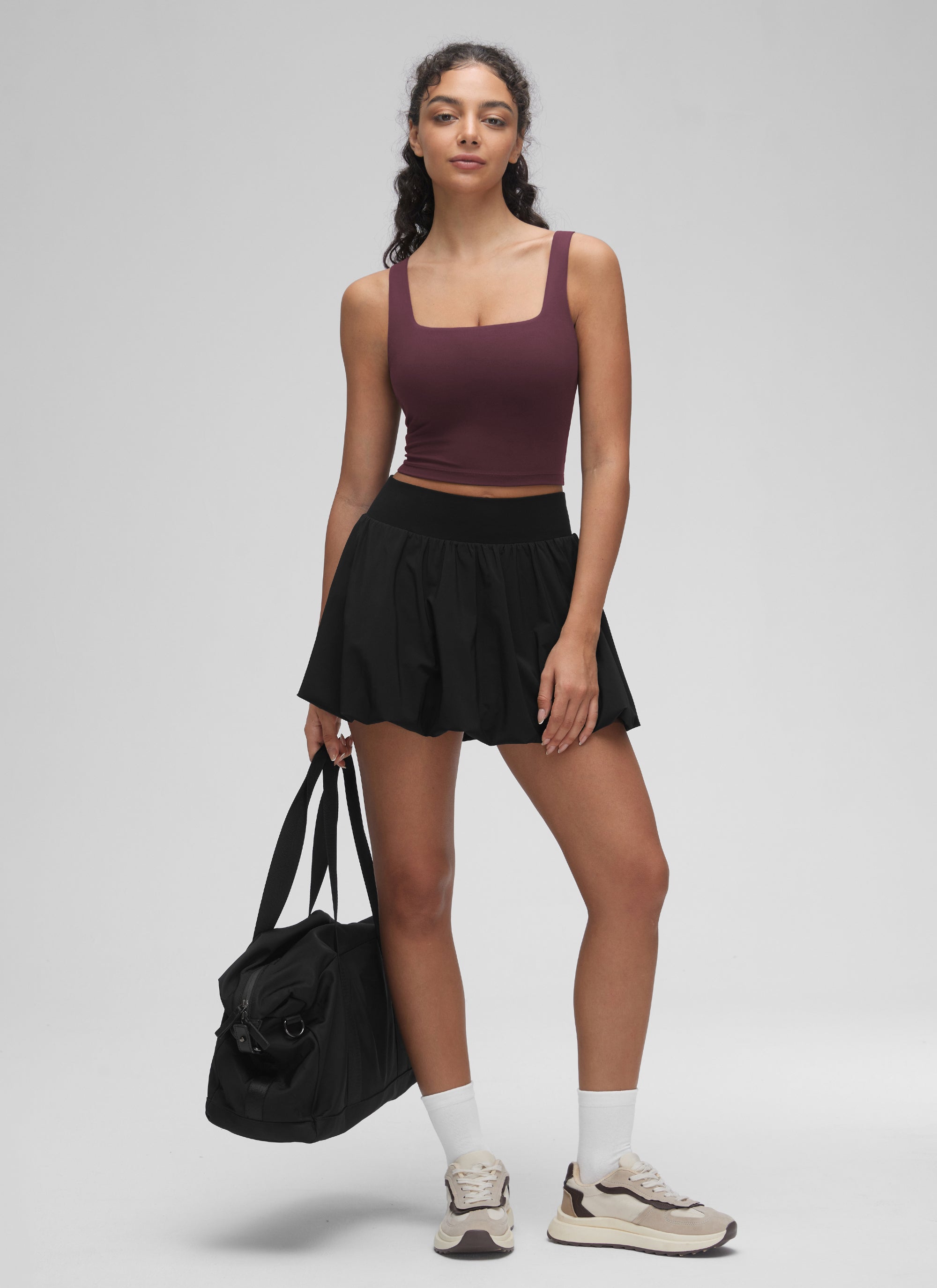 CRZ YOGA Reggiseno da yoga da donna Butterluxe a basso impatto, modello lungo con scollo quadrato Prugna Matura
