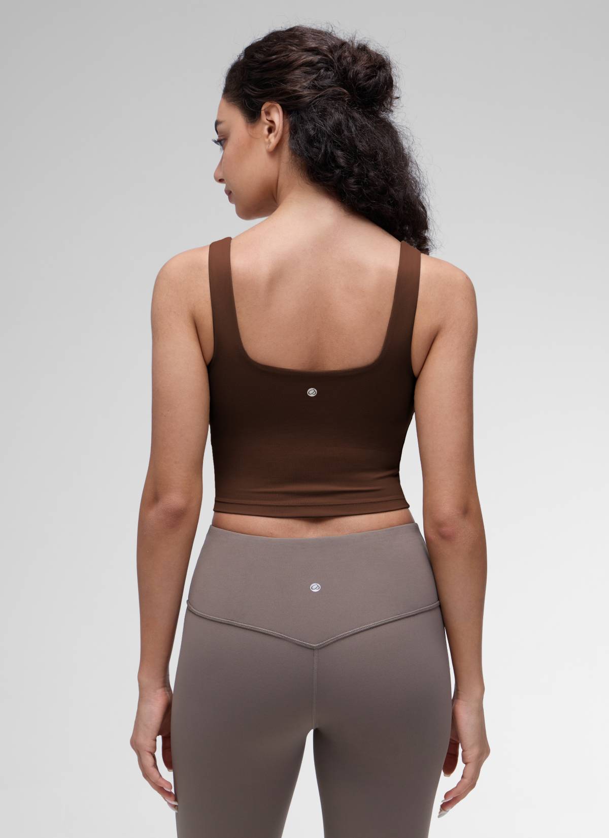 CRZ YOGA Women's Yoga Low Impact Butterluxe Longline Bra Square Neck Lava Brown