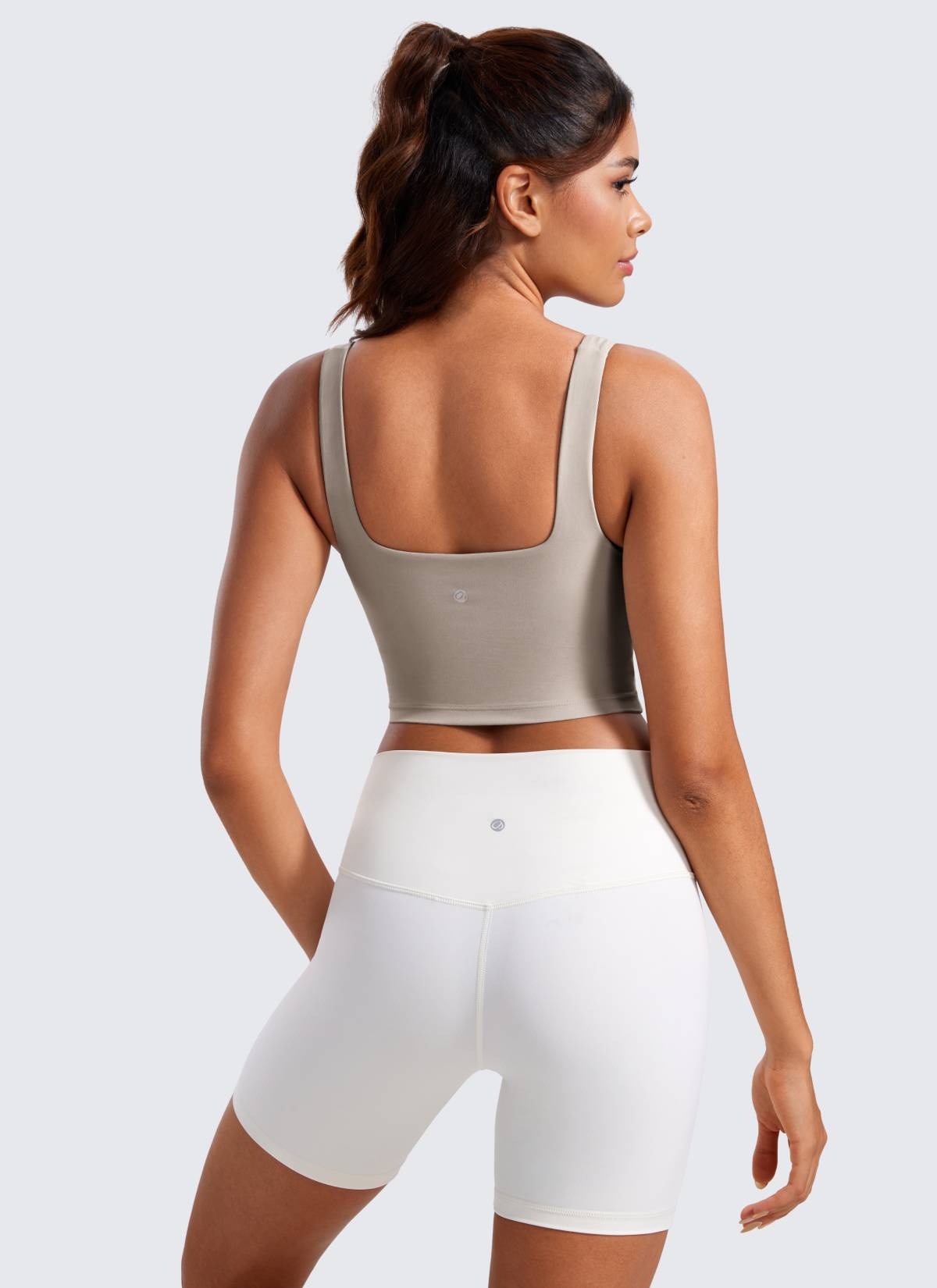 CRZ YOGA Reggiseno da yoga da donna Butterluxe a basso impatto, modello lungo con scollo quadrato Grigio Cenere Caldo