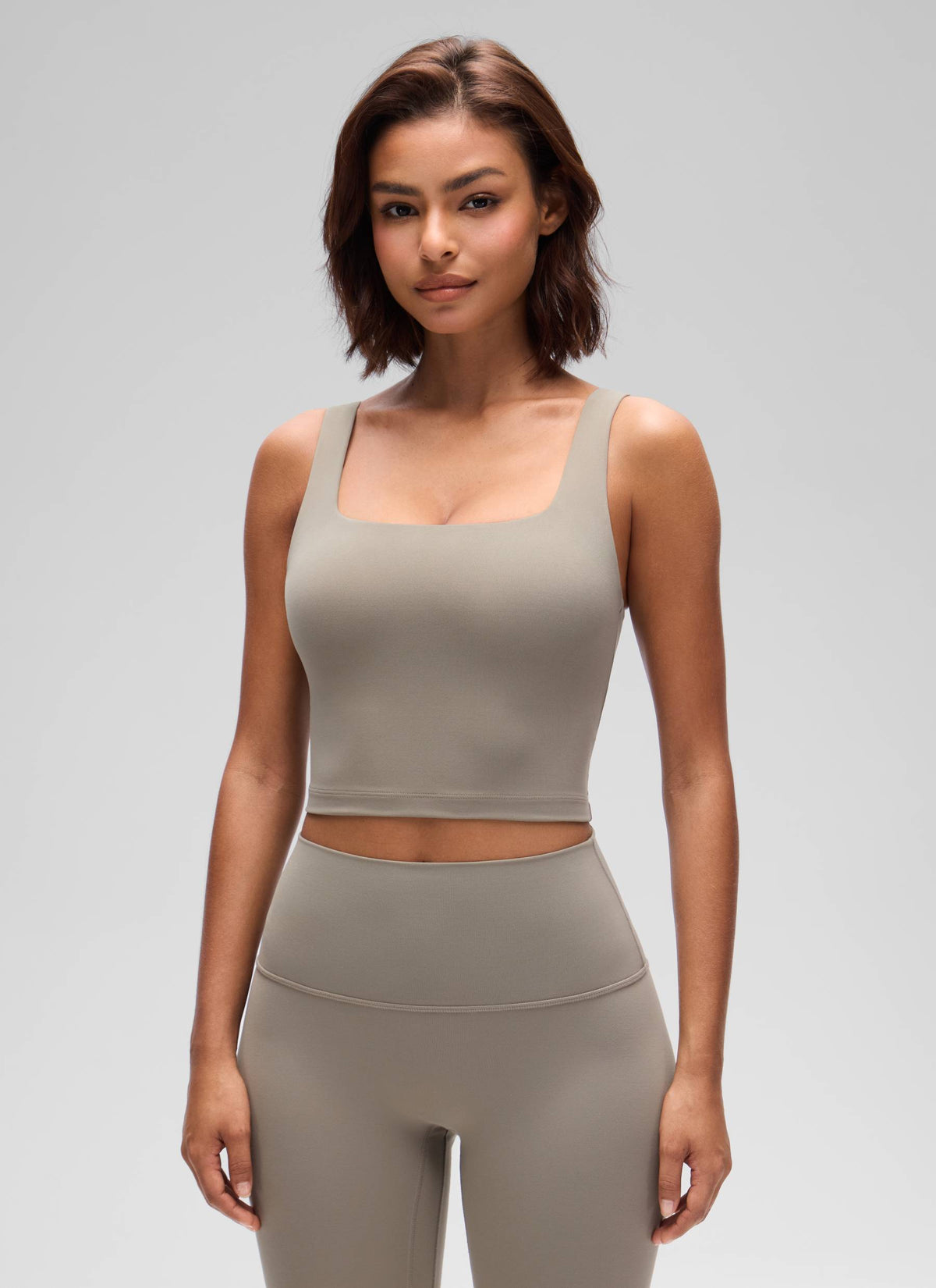 CRZ YOGA Naisten Jooga Matalan Tuen Butterluxe Pitkä Urheiluliivi Neliömäinen Pääntie Warm Ash Grey @model_info:Tati