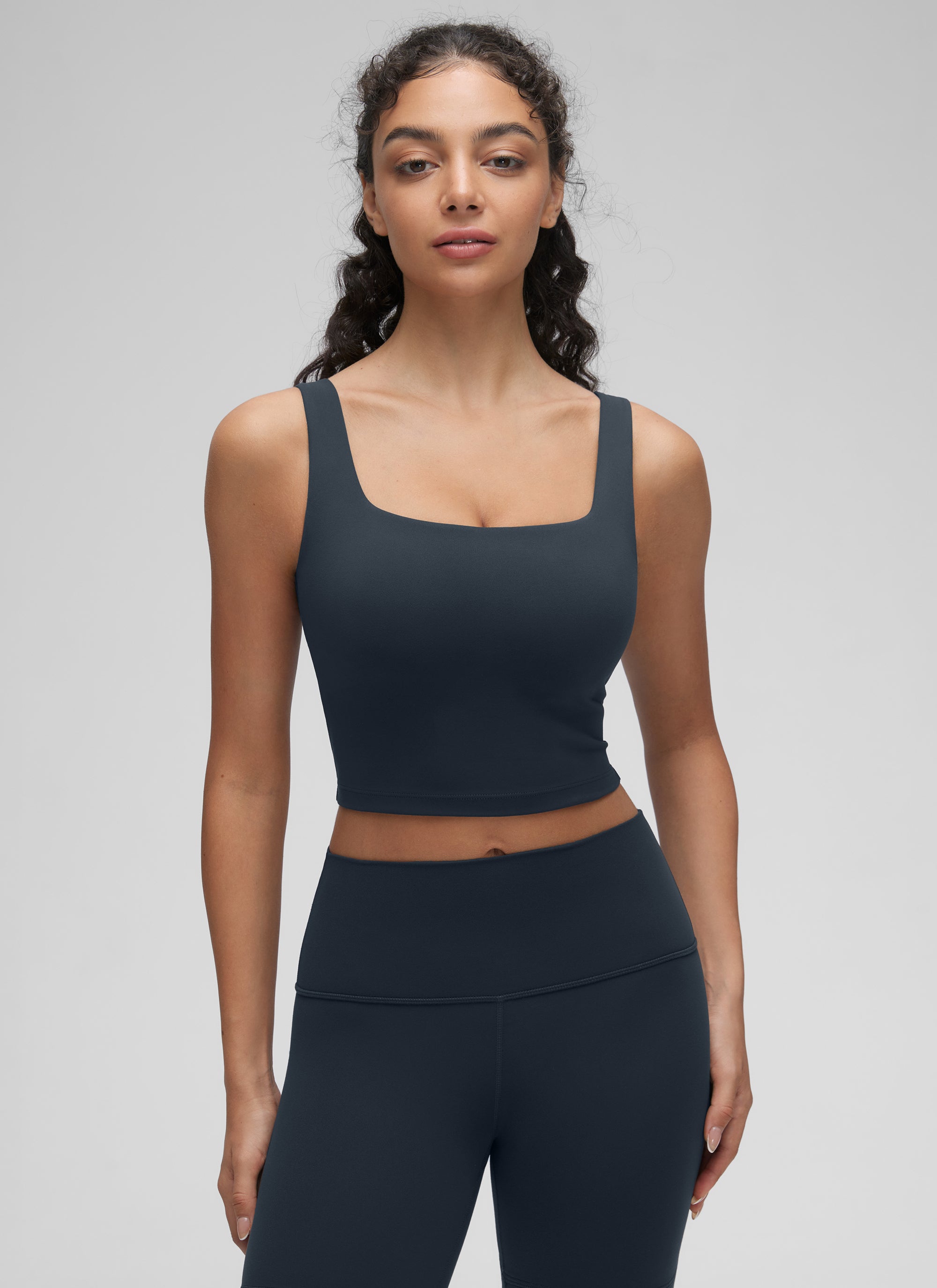 CRZ YOGA Reggiseno da yoga da donna Butterluxe a basso impatto, modello lungo con scollo quadrato Blu Navy