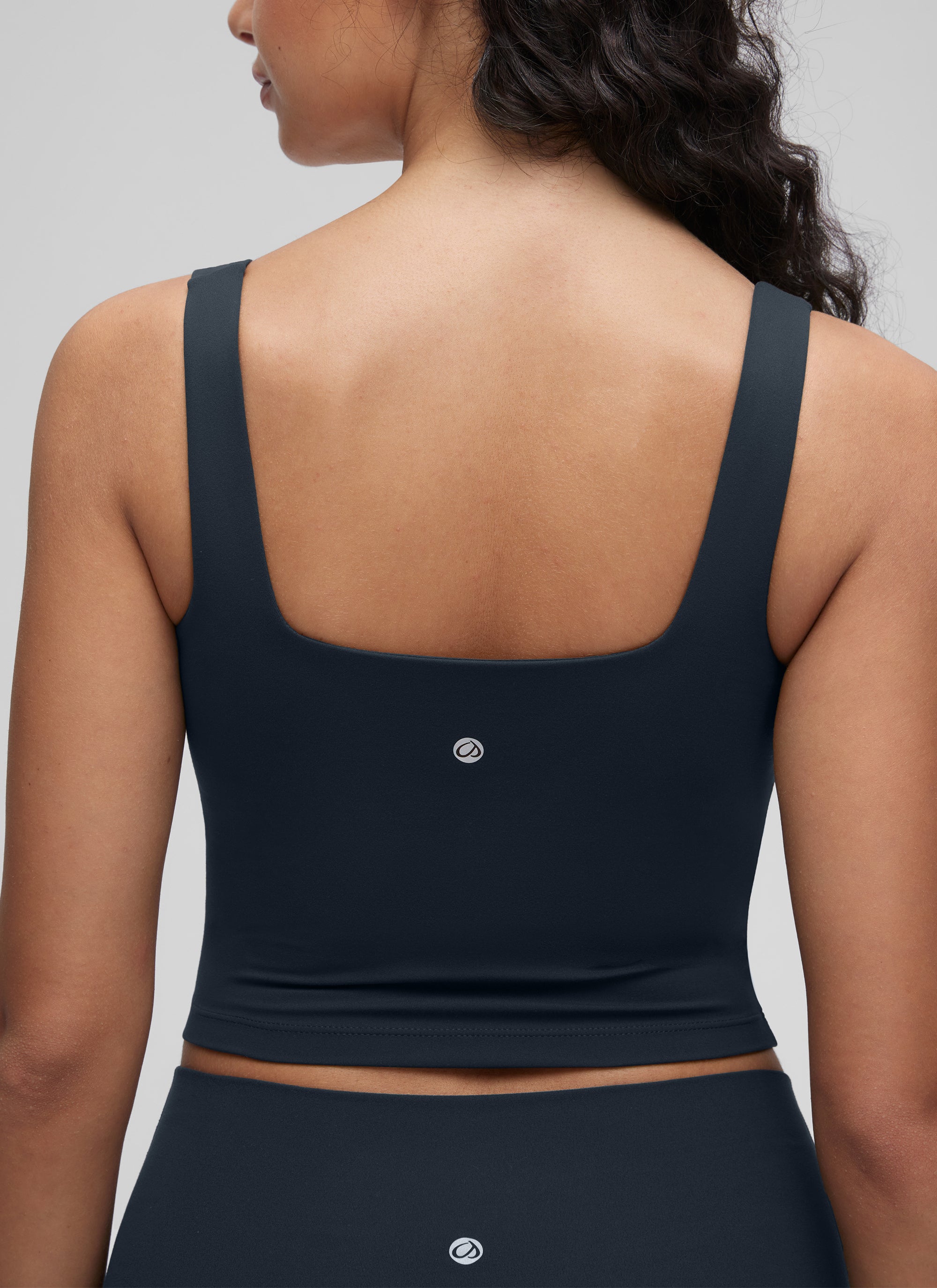 CRZ YOGA Women's Yoga Low Impact Butterluxe Longline Bra Square Neck True Navy