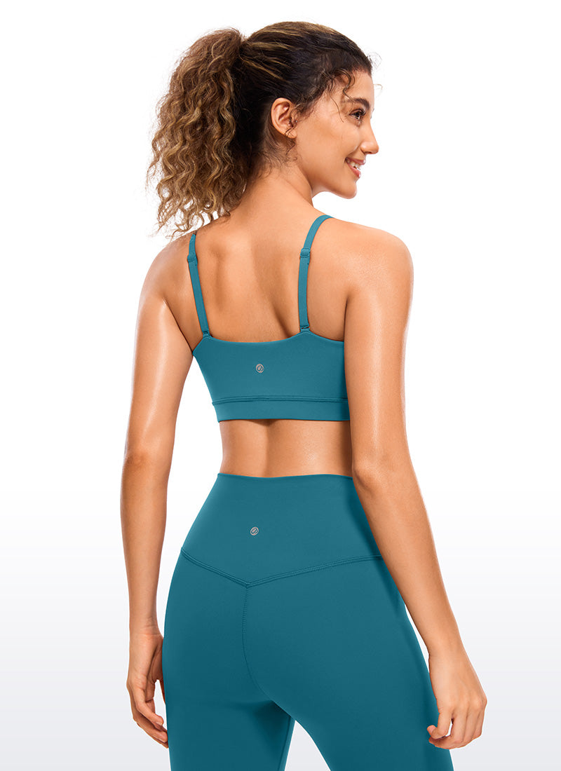 CRZ YOGA – Sutien sport pentru femei Butterluxe cu bretele subțiri tip „spaghetti” reglabile, verde Borealis