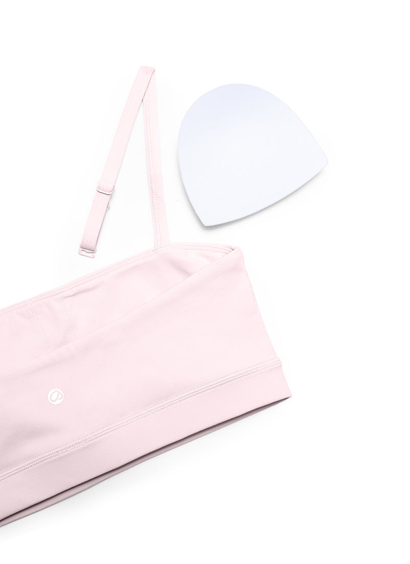 CRZ YOGA Sutien sport pentru femei Butterluxe cu bretele subțiri tip spaghetă, reglabile, roz căpșună