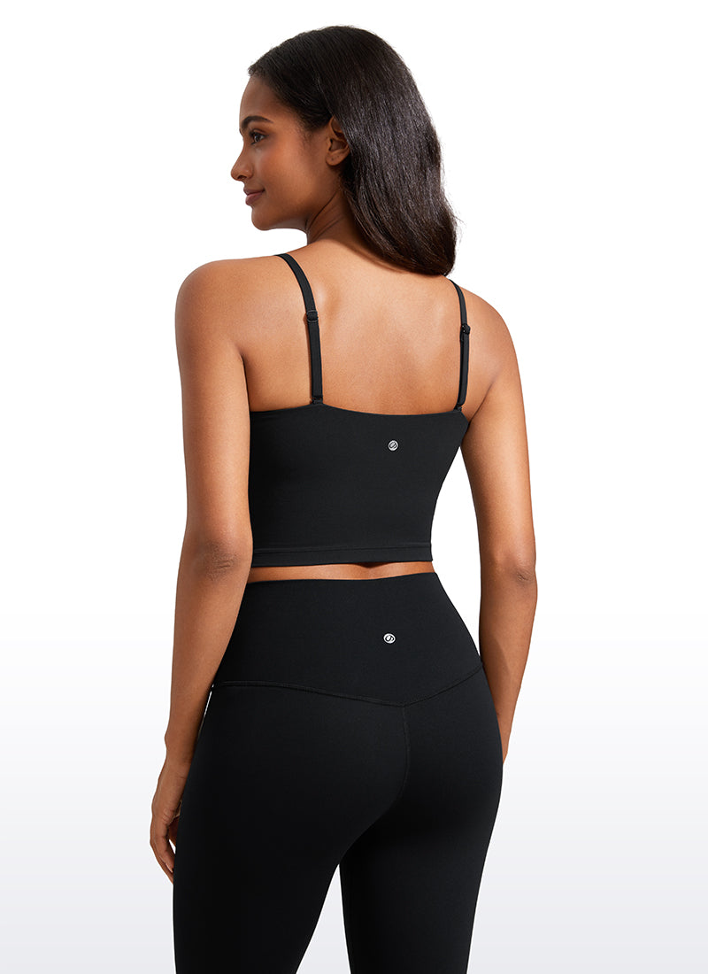 CRZ YOGA Womens Butterluxe Longline Adjustable Thin Strap Sports Bra Black @model_info:Lais