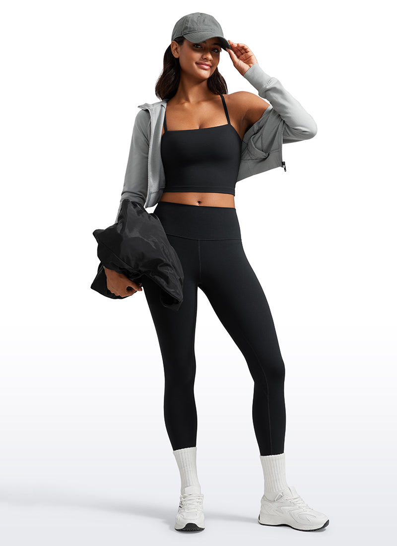 CRZ YOGA Womens Butterluxe Longline Adjustable Thin Strap Sports Bra Black @model_info:Lais