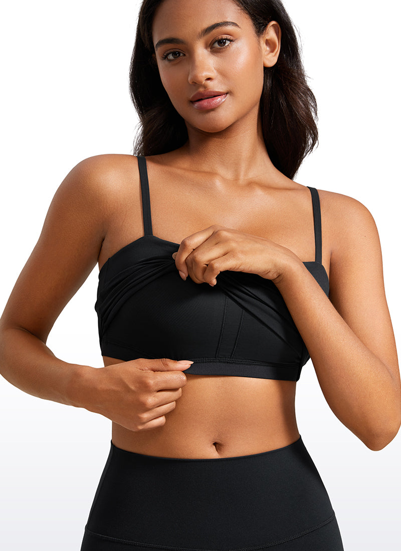 CRZ YOGA Womens Butterluxe Longline Adjustable Thin Strap Sports Bra Black @model_info:Lais