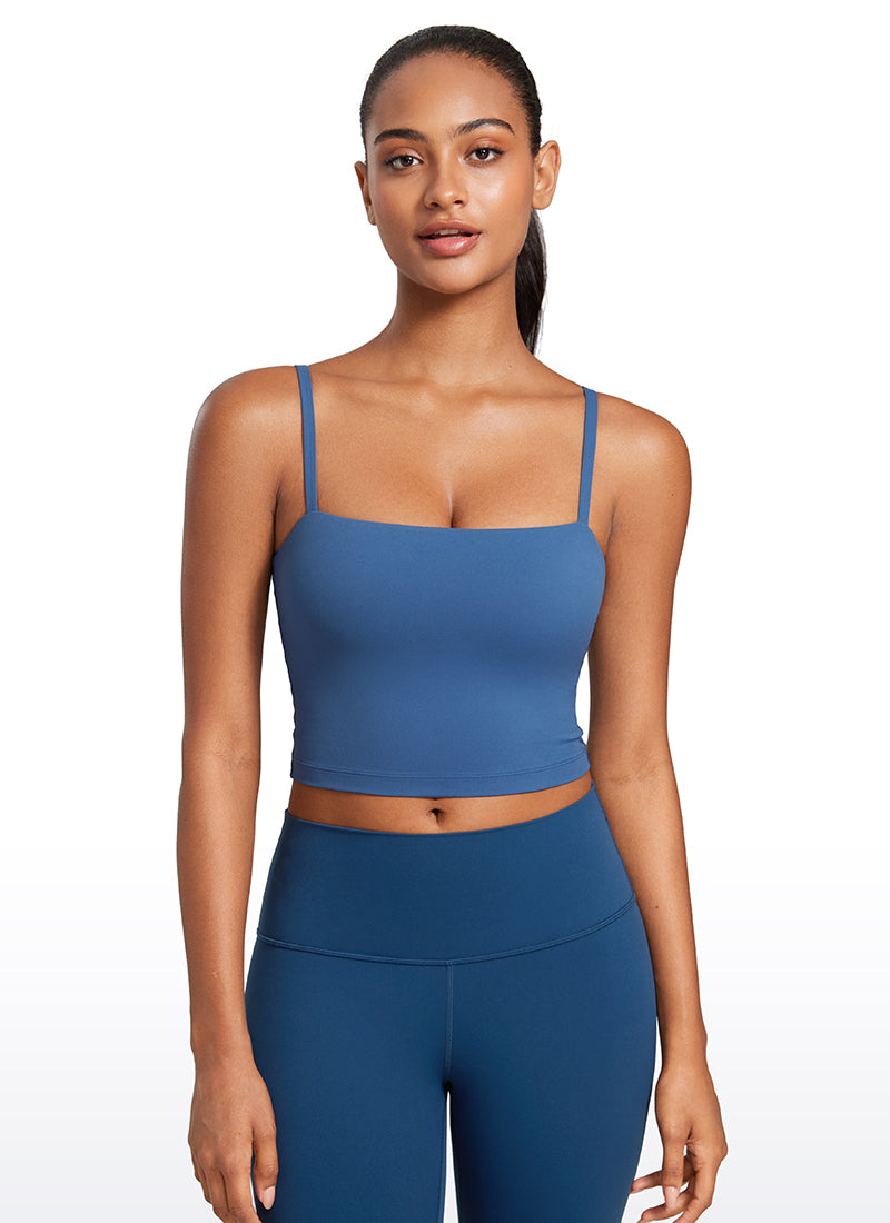 CRZ YOGA Womens Butterluxe Longline Adjustable Thin Strap Sports Bra Pitch Blue @model_info:Lais