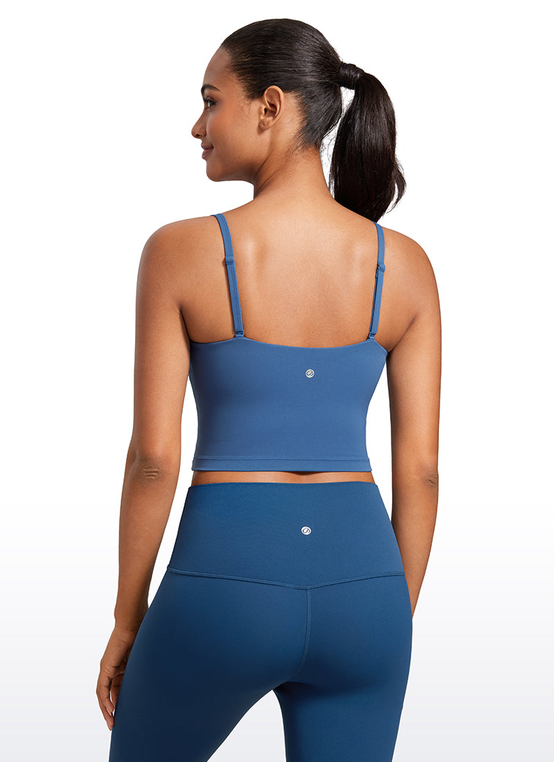 CRZ YOGA Womens Butterluxe Longline Adjustable Thin Strap Sports Bra Pitch Blue @model_info:Lais