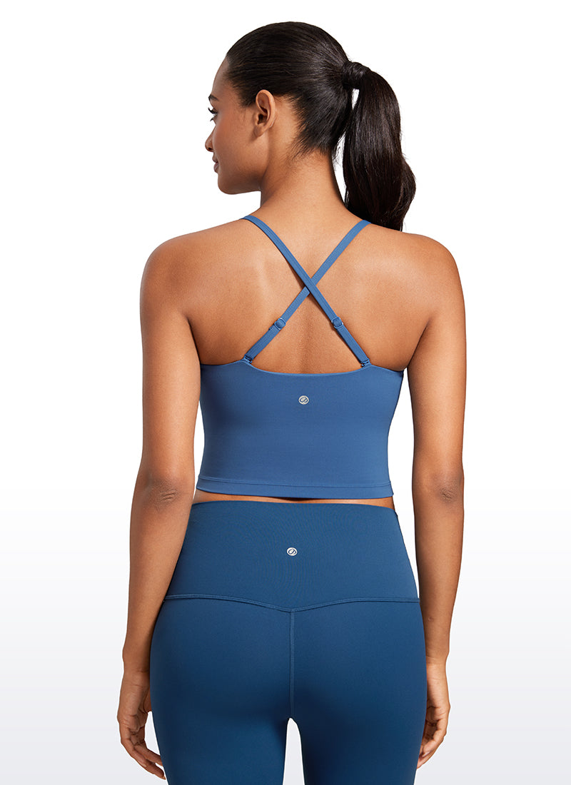 CRZ YOGA Womens Butterluxe Longline Adjustable Thin Strap Sports Bra Pitch Blue @model_info:Lais