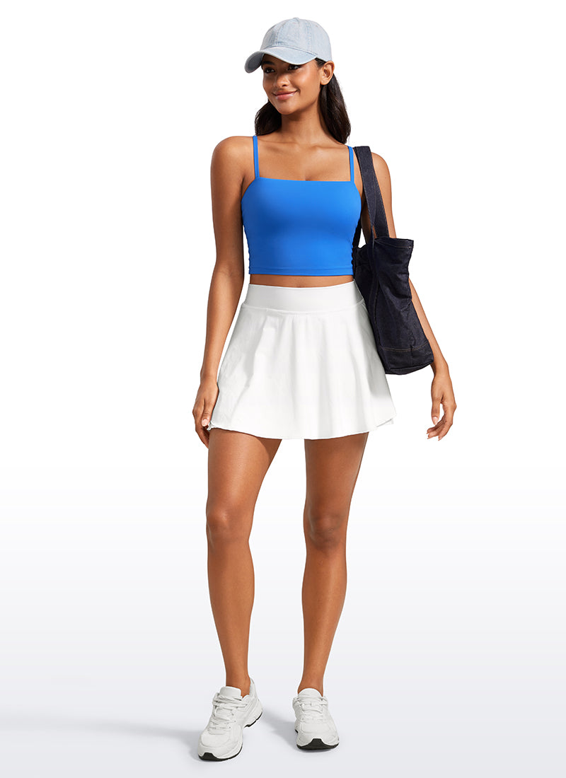 CRZ YOGA Womens Butterluxe Longline Adjustable Thin Strap Sports Bra Sparkle Blue @model_info:Lais