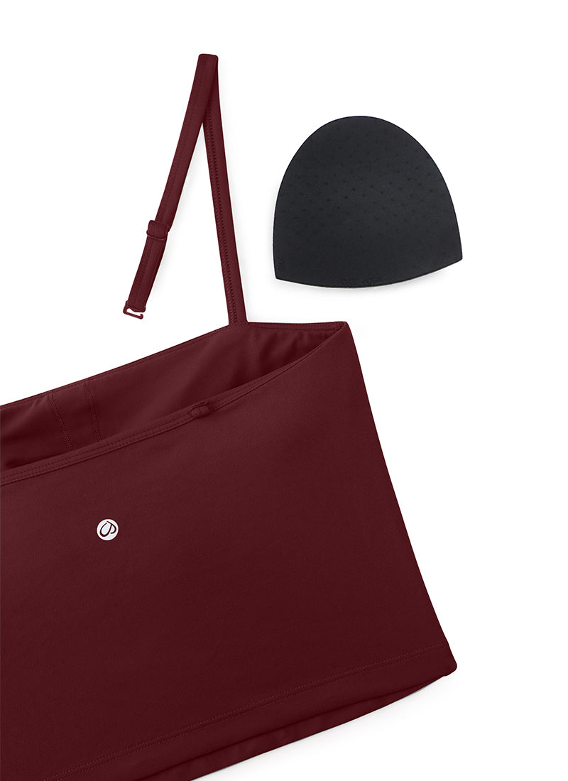 CRZ YOGA Womens Butterluxe Longline Adjustable Thin Strap Sports Bra Red Merlot @model_info:NEW