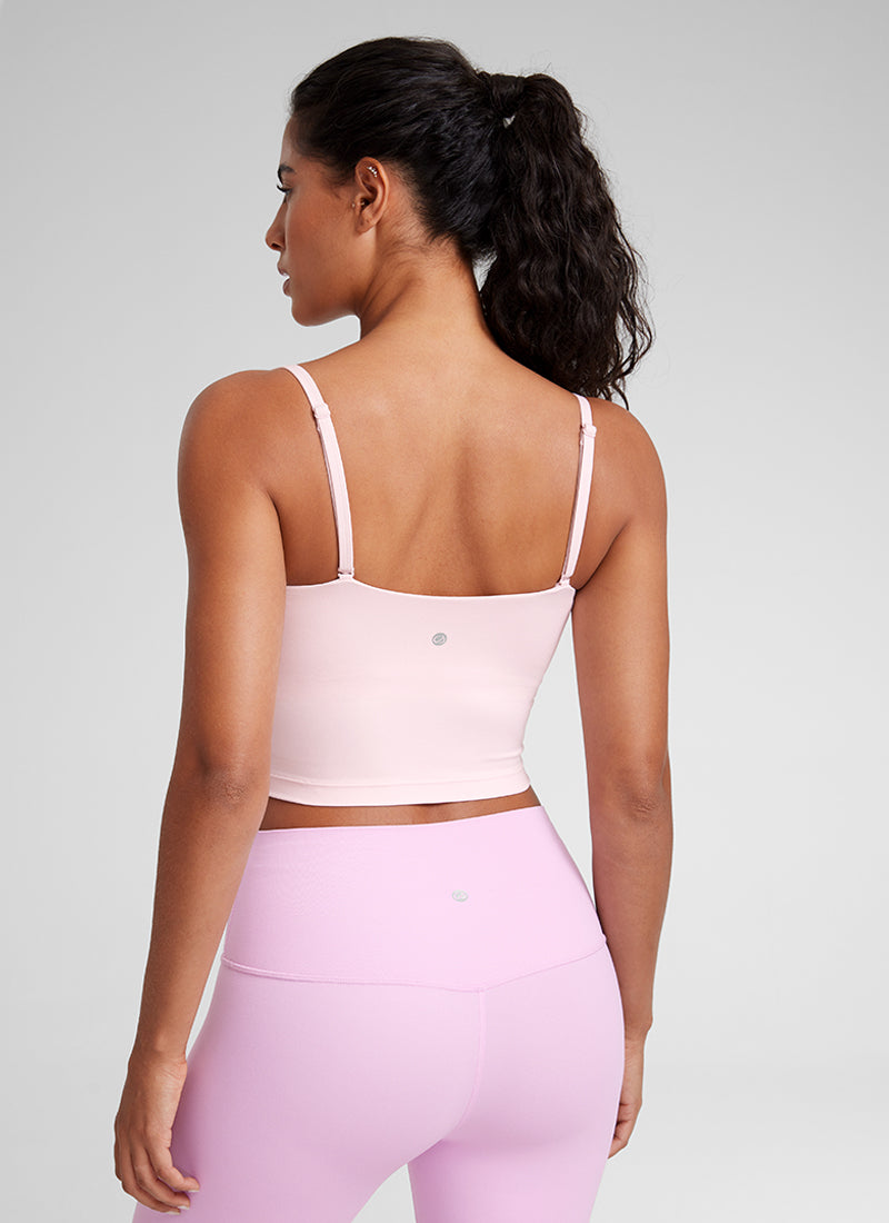 CRZ YOGA Womens Butterluxe Longline Adjustable Thin Strap Sports Bra Strawberry Pink @model_info:C