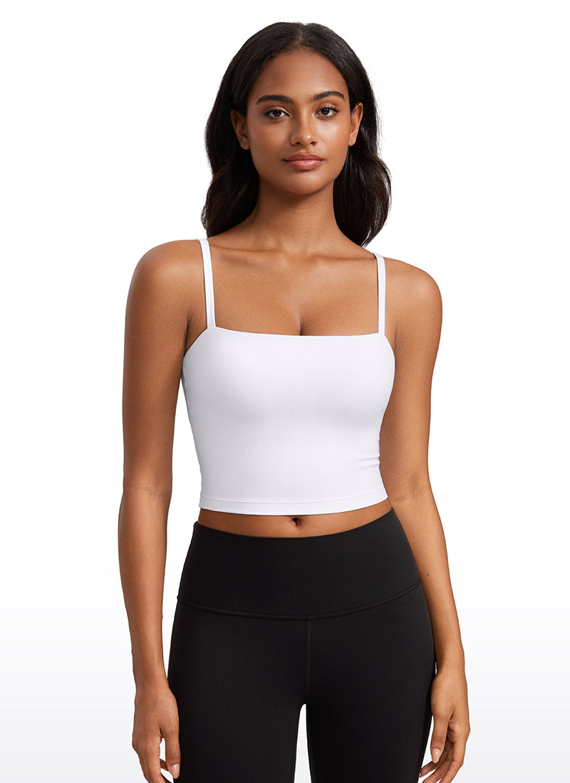 CRZ YOGA Womens Butterluxe Longline Adjustable Thin Strap Sports Bra White @model_info:Lais