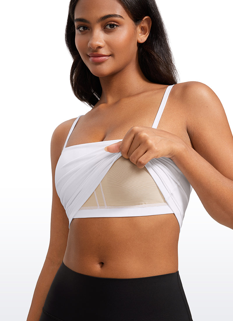 CRZ YOGA Womens Butterluxe Longline Adjustable Thin Strap Sports Bra White @model_info:Lais
