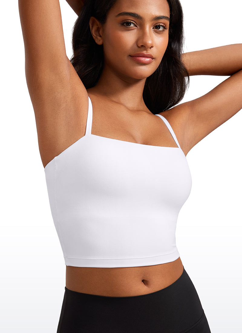 CRZ YOGA Womens Butterluxe Longline Adjustable Thin Strap Sports Bra White @model_info:Lais