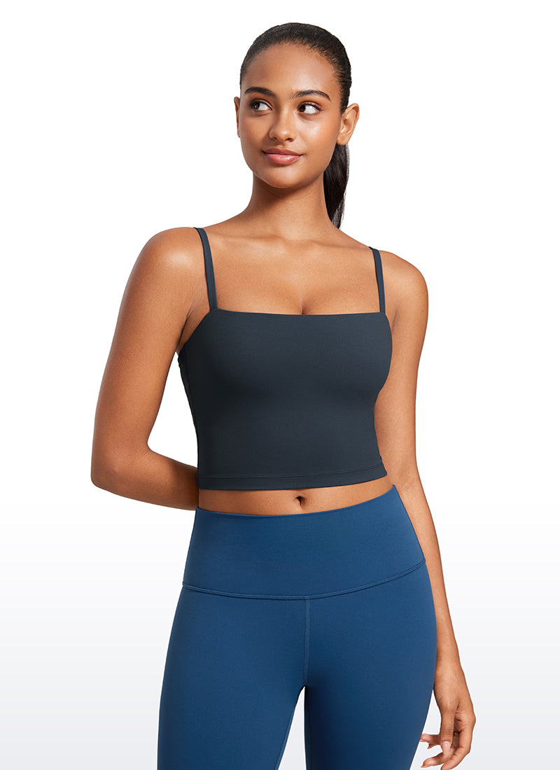 CRZ YOGA Womens Butterluxe Longline Adjustable Thin Strap Sports Bra True Navy @model_info:Lais