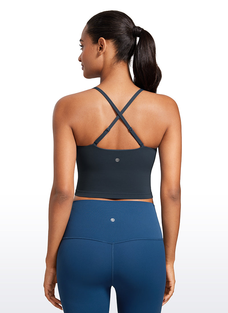 CRZ YOGA Womens Butterluxe Longline Adjustable Thin Strap Sports Bra True Navy @model_info:Lais