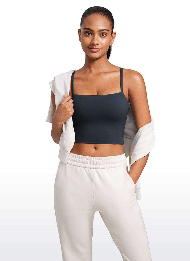 CRZ YOGA Womens Butterluxe Longline Adjustable Thin Strap Sports Bra True Navy @model_info:Lais