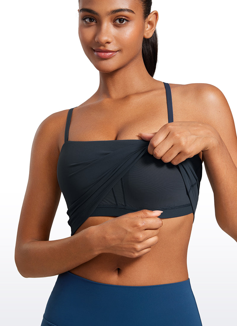 CRZ YOGA Womens Butterluxe Longline Adjustable Thin Strap Sports Bra True Navy @model_info:Lais