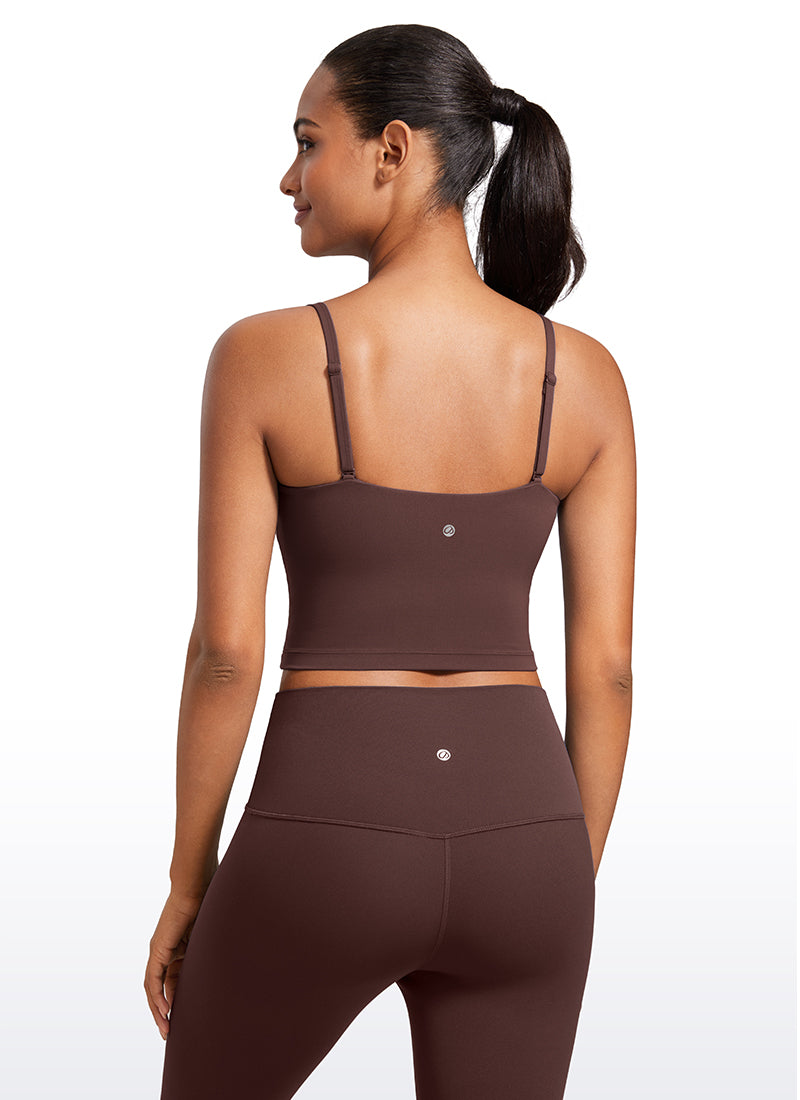CRZ YOGA Womens Butterluxe Longline Adjustable Thin Strap Sports Bra Taupe @model_info:Lais