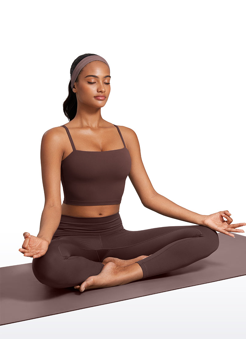 CRZ YOGA Womens Butterluxe Longline Adjustable Thin Strap Sports Bra Taupe @model_info:Lais