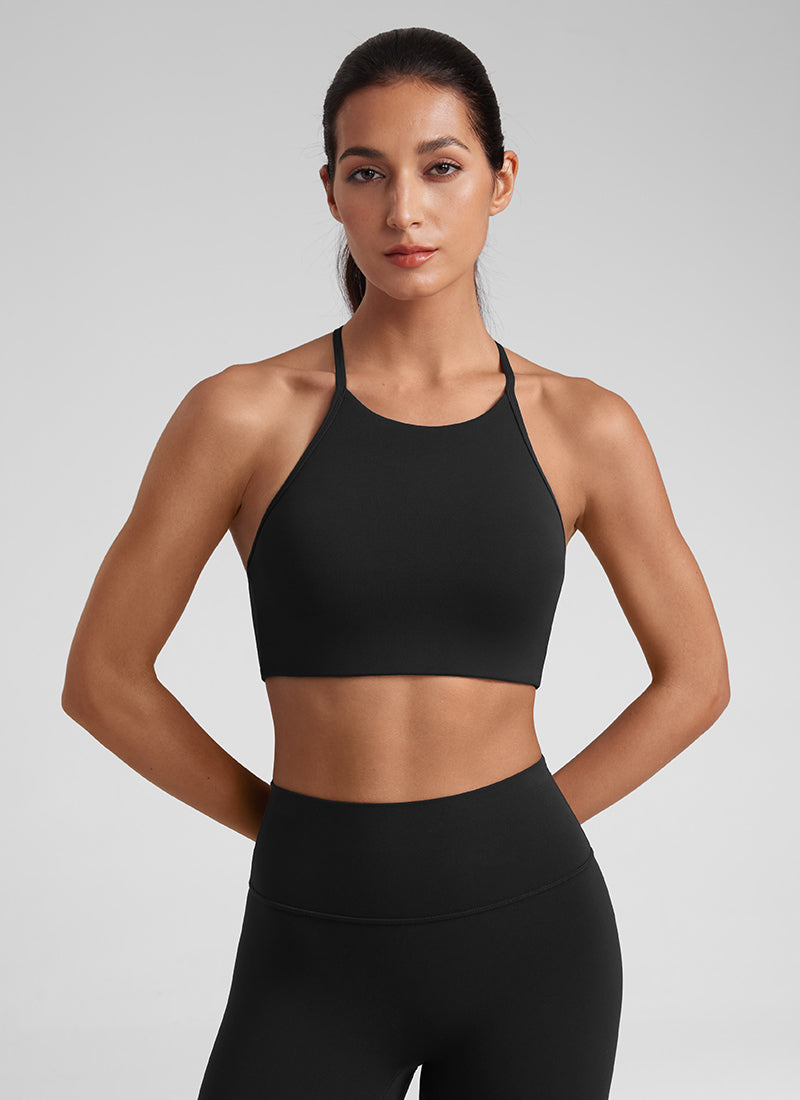 Soutien-gorge de sport Butterluxe à col montant et dos nageur en Y pour femme à fines bretelles Noir