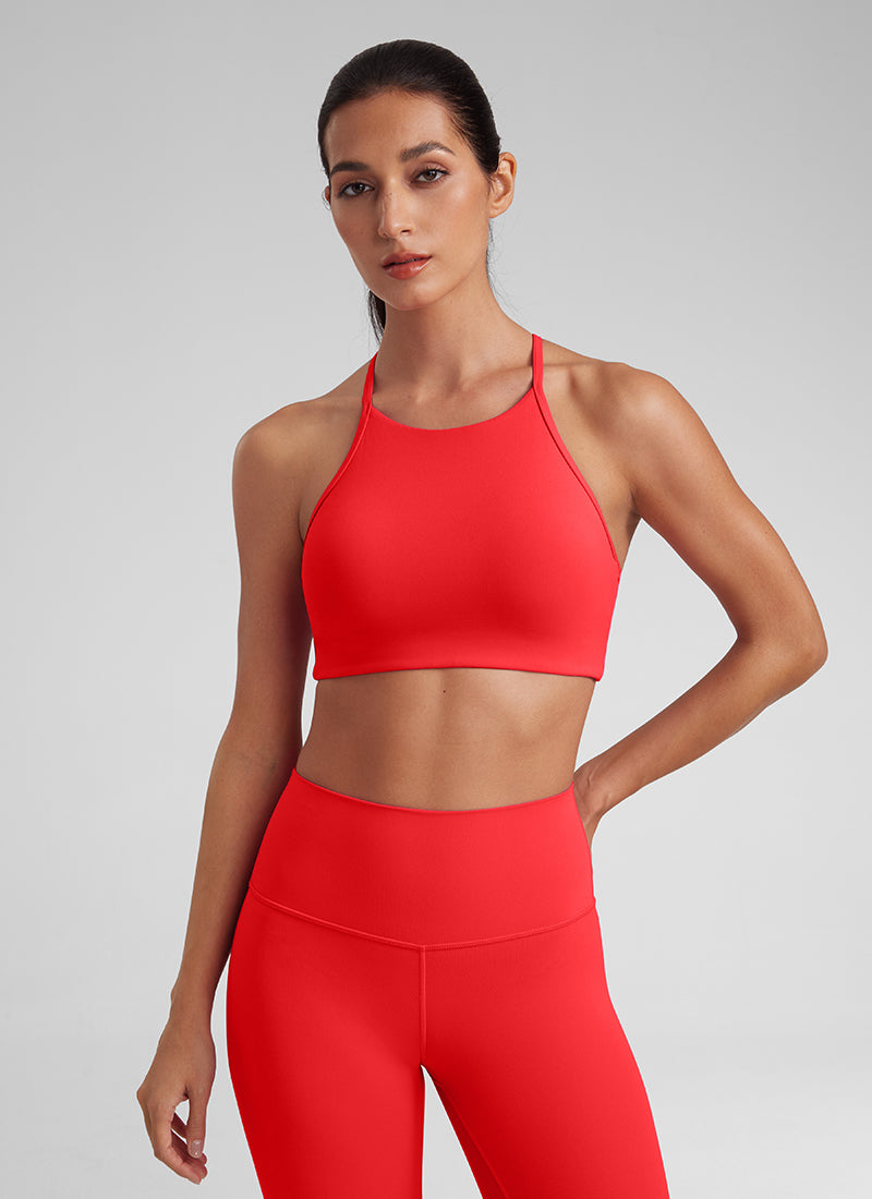 Soutien-gorge de sport Butterluxe à col montant et dos nageur en Y pour femme à fines bretelles Rouge Profond