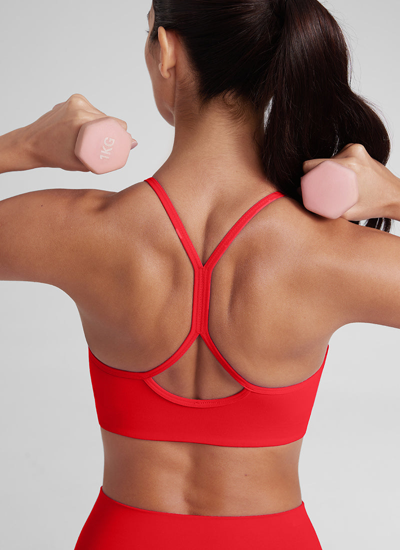Soutien-gorge de sport Butterluxe à col montant et dos nageur en Y pour femme à fines bretelles Rouge Profond