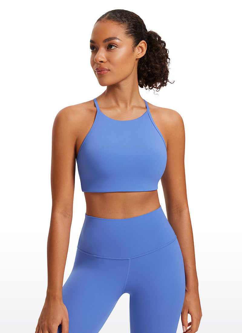 Soutien-gorge de sport Butterluxe à col montant et dos nageur en Y pour femme à fines bretelles Bleu Indigo Sauvage