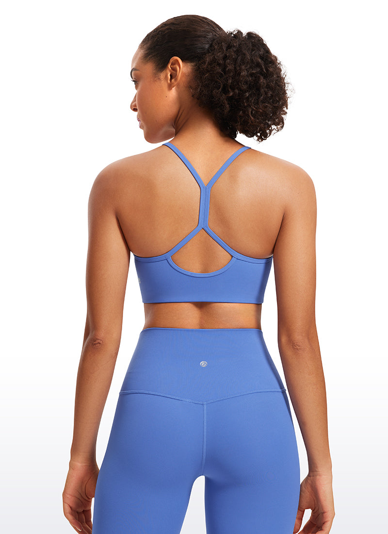 Soutien-gorge de sport Butterluxe à col montant et dos nageur en Y pour femme à fines bretelles Bleu Indigo Sauvage