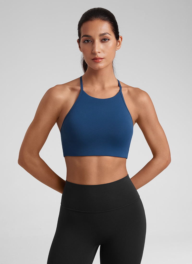 Soutien-gorge de sport Butterluxe à col montant et dos nageur en Y pour femme à fines bretelles Bleu Marine