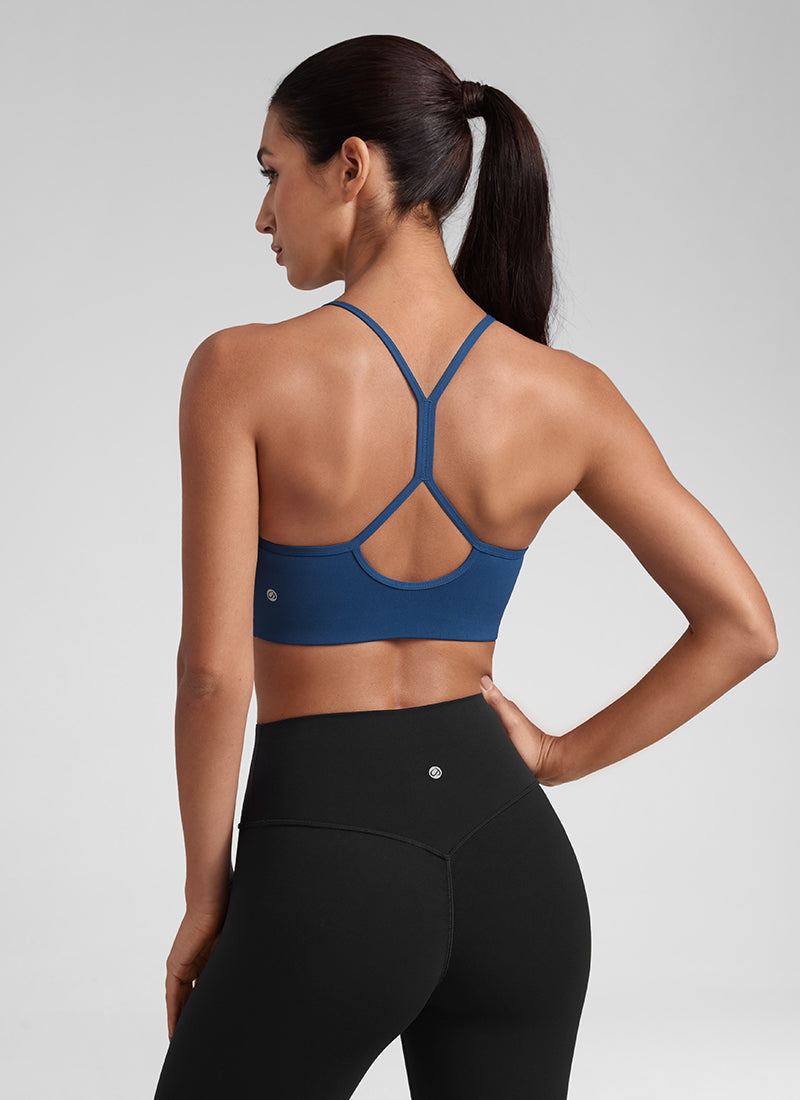 Soutien-gorge de sport Butterluxe à col montant et dos nageur en Y pour femme à fines bretelles Bleu Marine