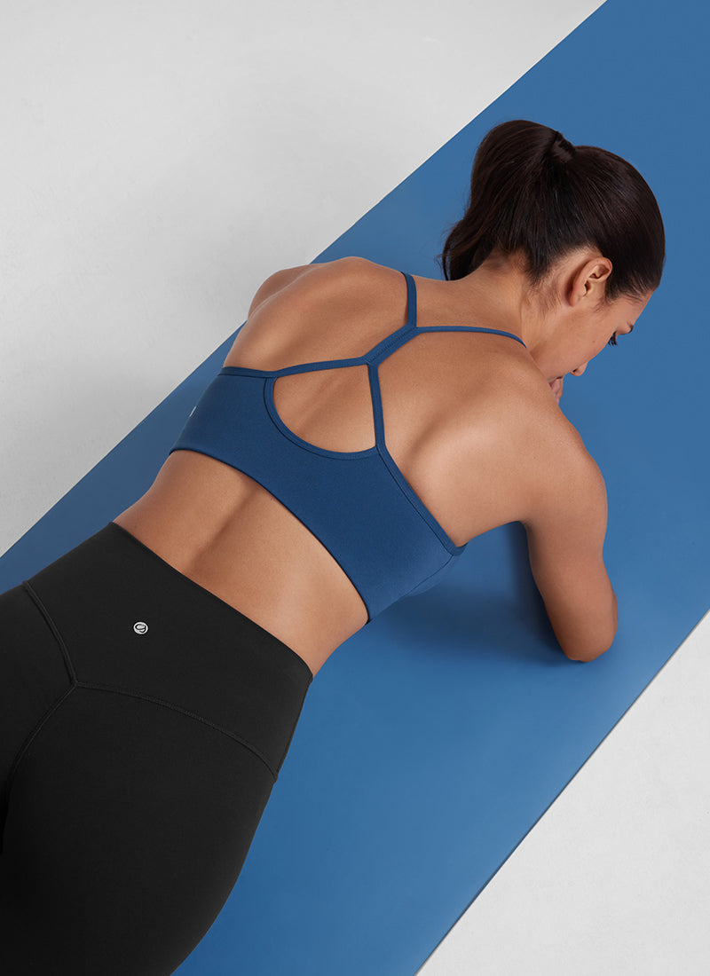 Soutien-gorge de sport Butterluxe à col montant et dos nageur en Y pour femme à fines bretelles Bleu Marine