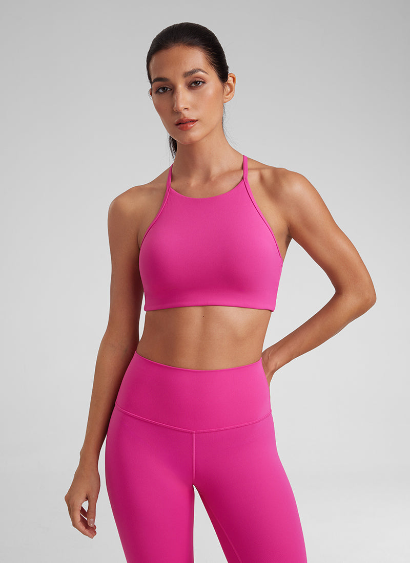 Soutien-gorge de sport Butterluxe à col montant et dos nageur en Y pour femme à fines bretelles Violet Hibiscus