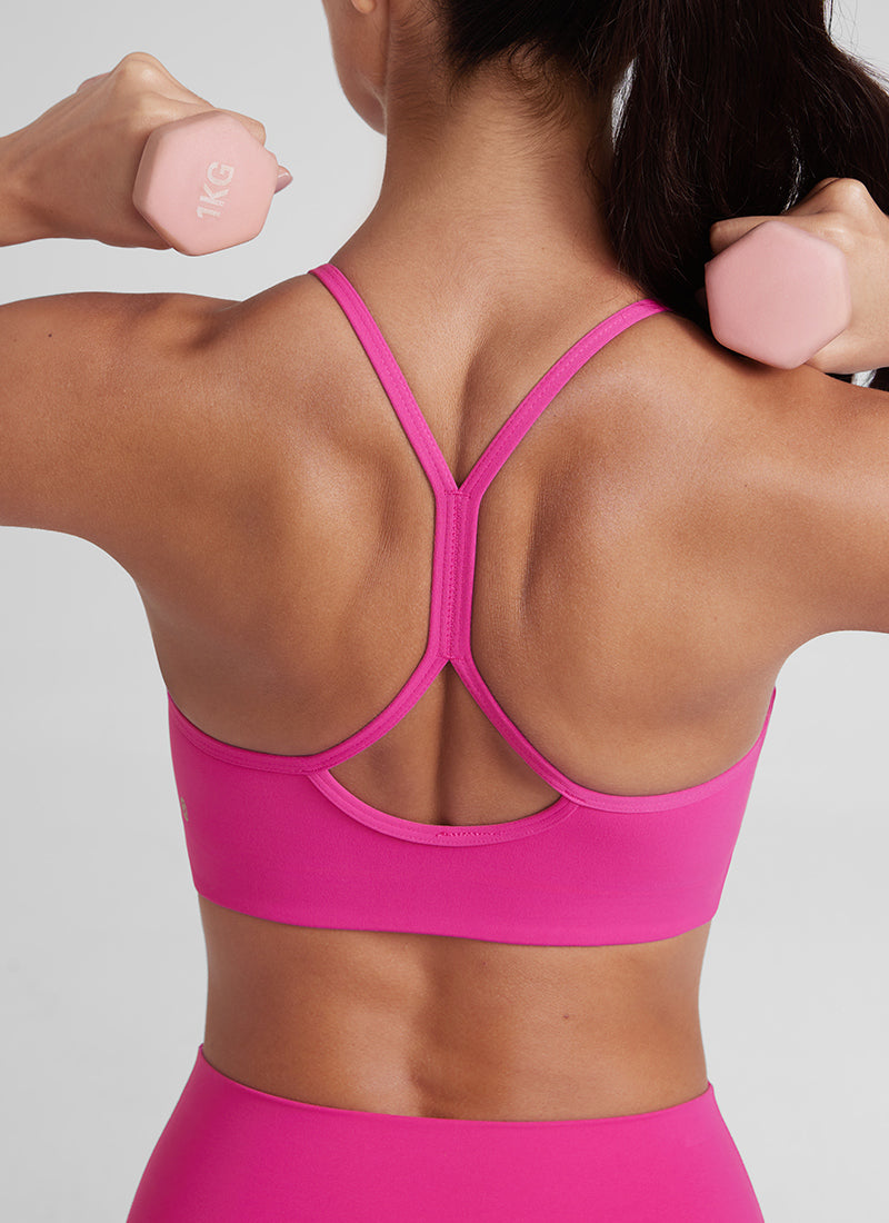 Soutien-gorge de sport Butterluxe à col montant et dos nageur en Y pour femme à fines bretelles Violet Hibiscus