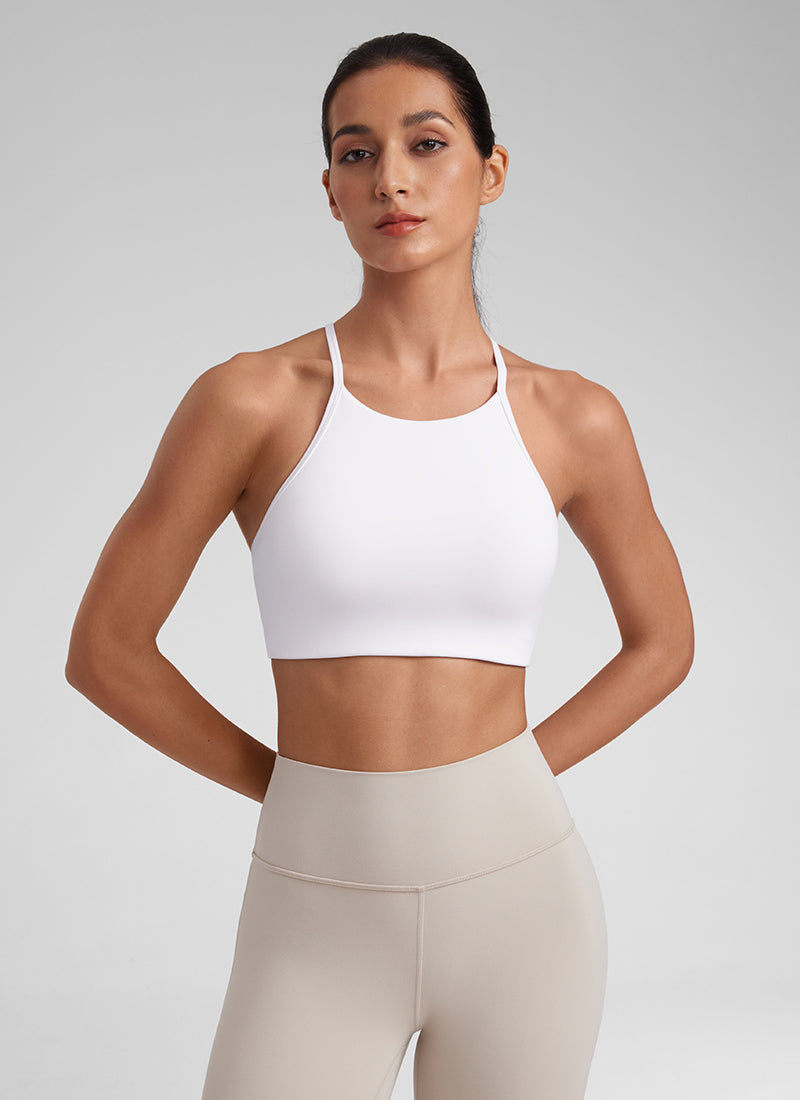 Soutien-gorge de sport Butterluxe à col montant et dos nageur en Y pour femme à fines bretelles Blanc