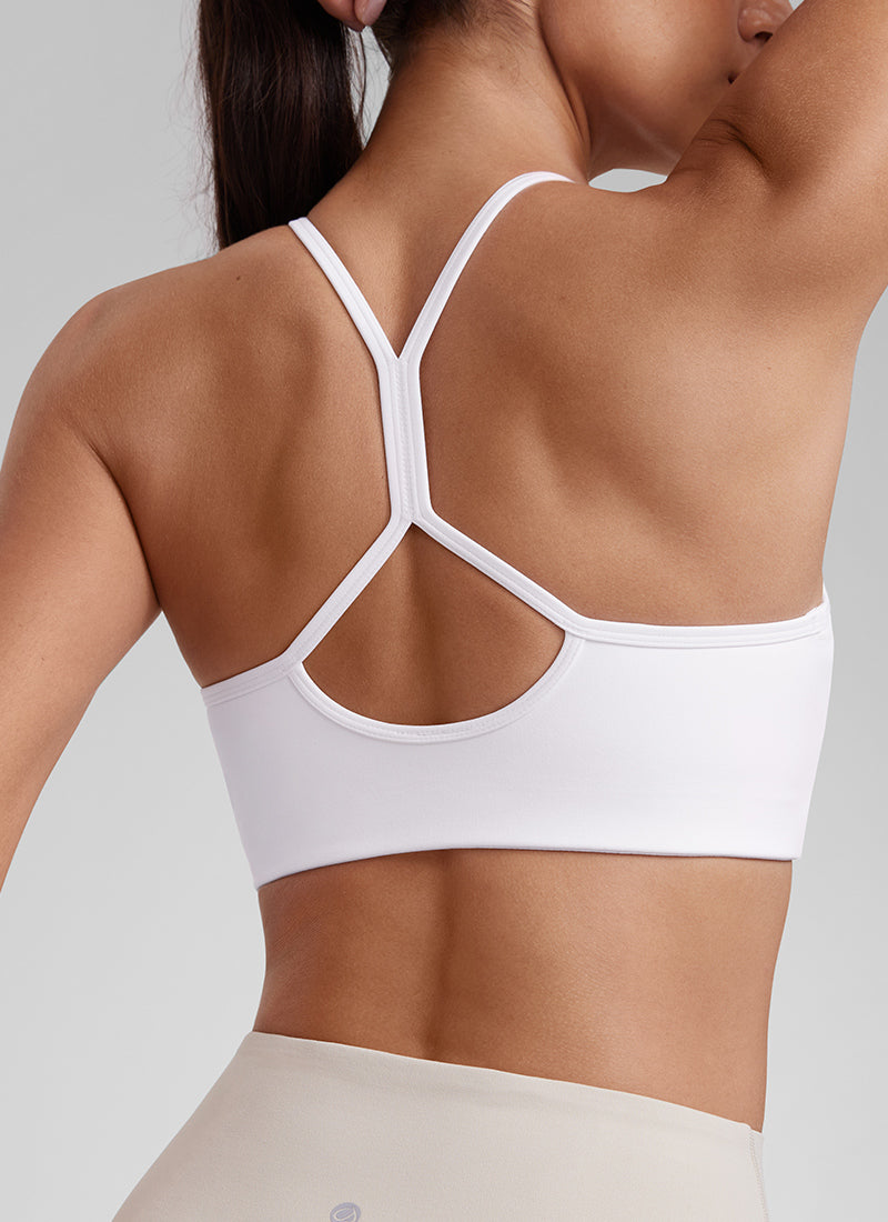 Soutien-gorge de sport Butterluxe à col montant et dos nageur en Y pour femme à fines bretelles Blanc