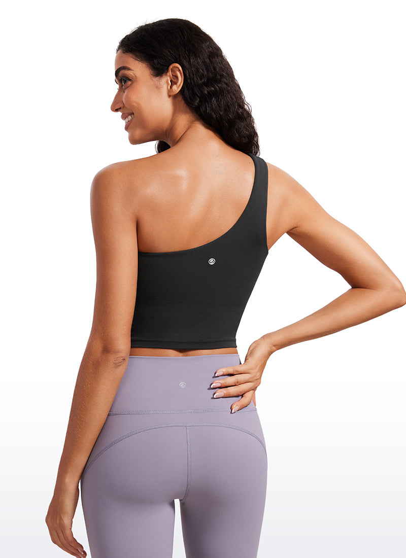 Brassière de sport longue asymétrique Butterluxe pour femme CRZ YOGA Noir