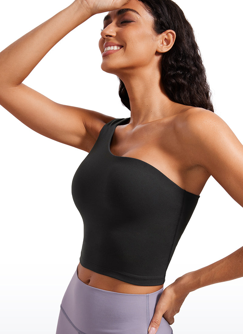 Brassière de sport longue asymétrique Butterluxe pour femme CRZ YOGA Noir