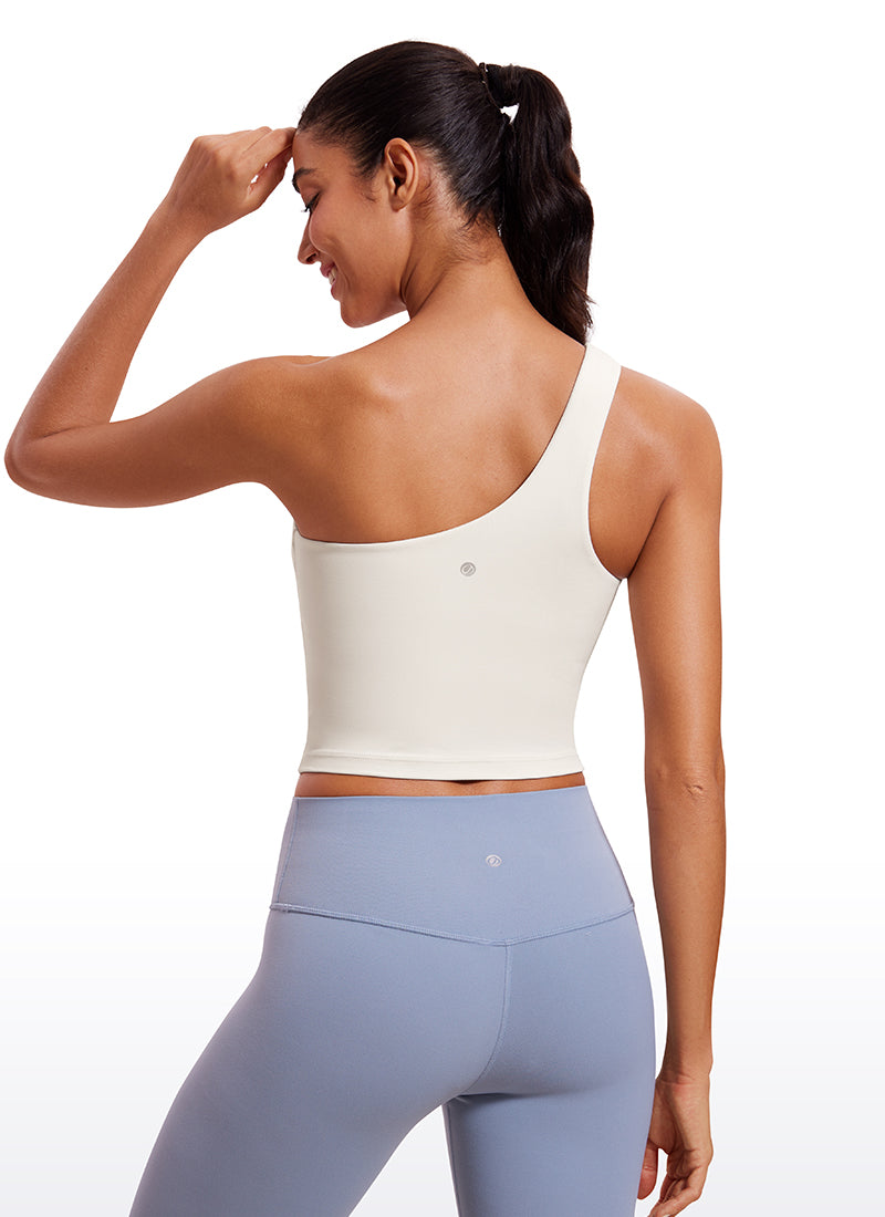 Brassière de sport longue asymétrique Butterluxe pour femme CRZ YOGA Blanc Lait