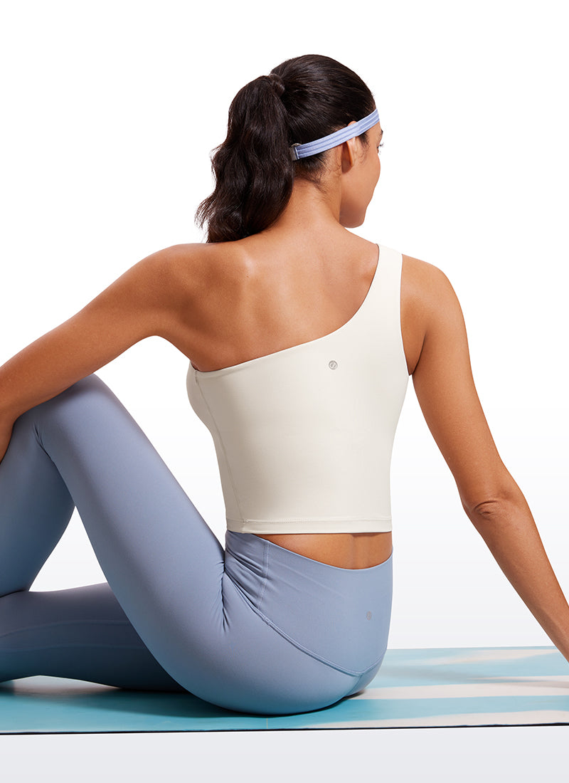 Brassière de sport longue asymétrique Butterluxe pour femme CRZ YOGA Blanc Lait