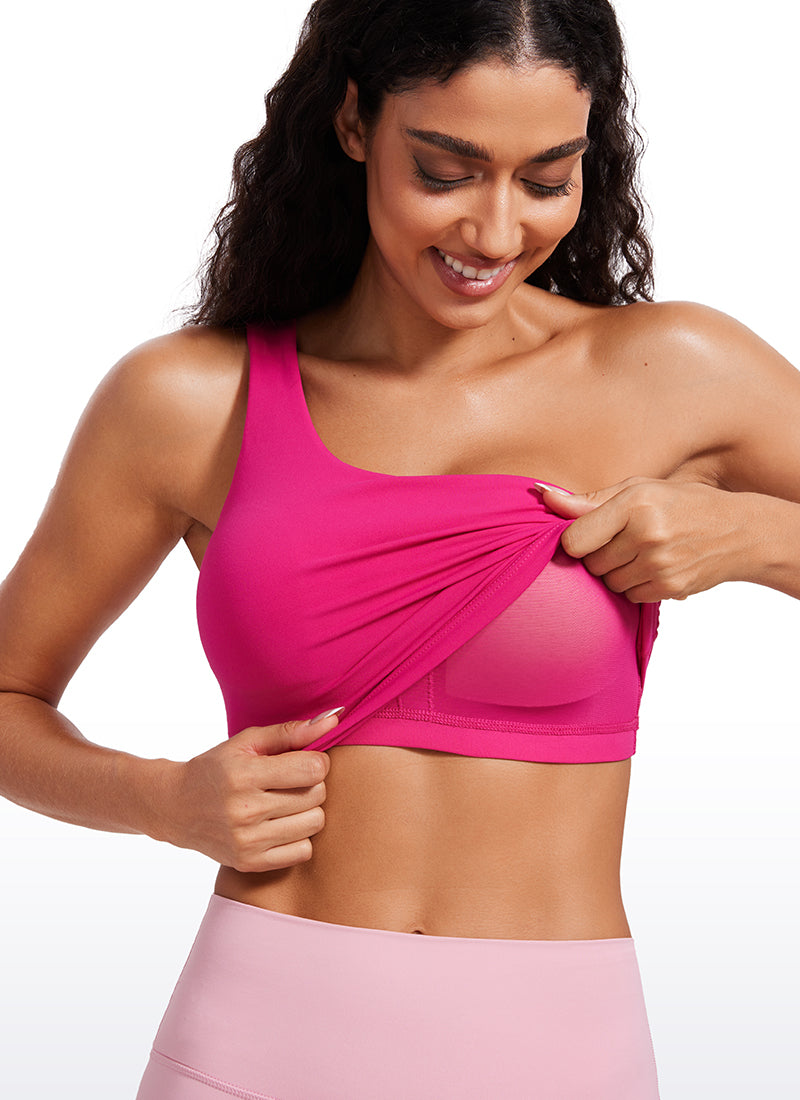 CRZ YOGA Soutien-gorge de sport long asymmetrical Butterluxe une épaule pour femme Rose Granita