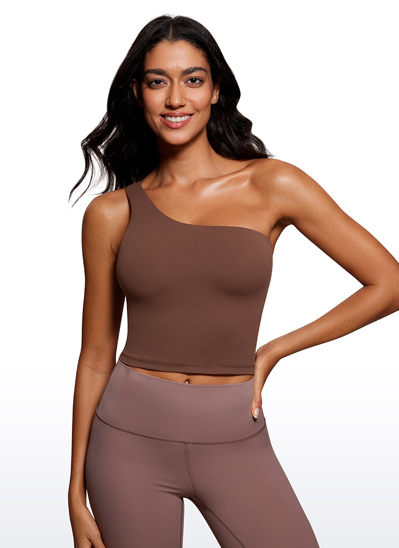 Brassière de sport longue asymétrique Butterluxe pour femme CRZ YOGA Marron Café